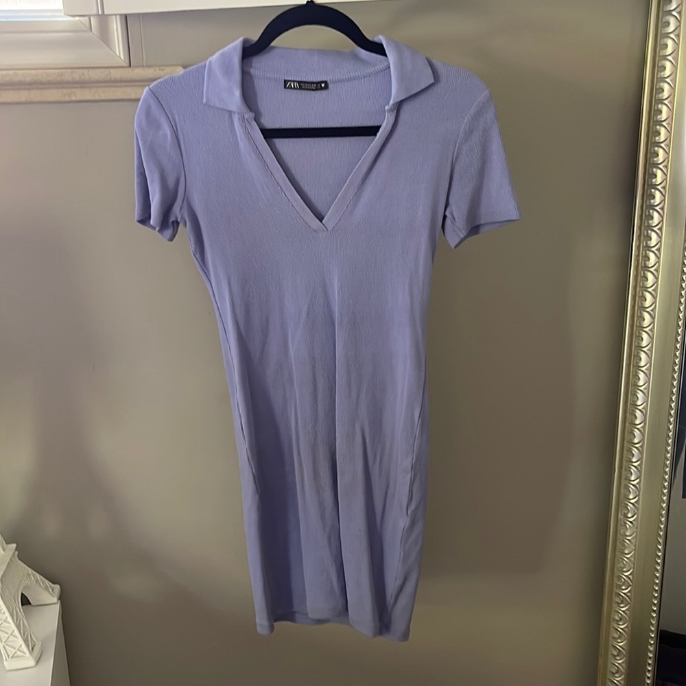 Zara blue shirt dress